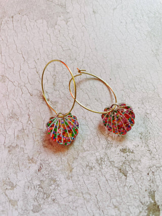 Small Glitter Shell Hoops (Model 93)