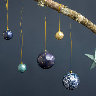 X-Mas Ball Cap Dots W.gold 6 cm: Airforce Blue