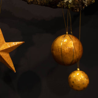X-Mas Ball Cap Dots W.gold 3 cm: Cognac