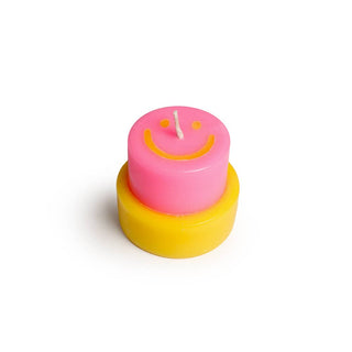 HAPPY CANDLE small neon pink / yellow