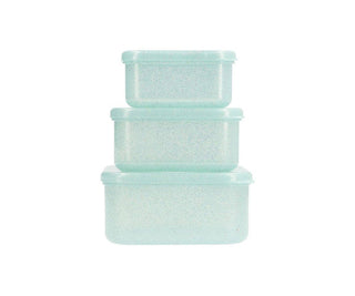 3 Aqua Glitter Turquoise Lunch Boxes