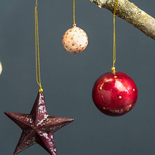 X-Mas Ball Cap Dots W.gold 3 cm: Cognac