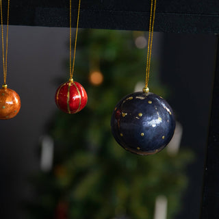 X-Mas Ball Cap Dots W.gold 6 cm: Airforce Blue