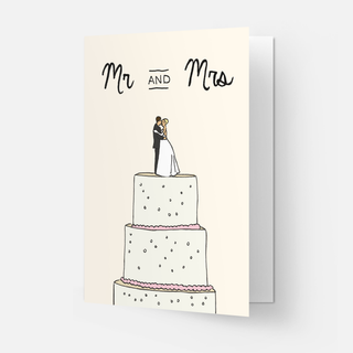 Wedding cake greeting card: Mr & Mrs / Double folded