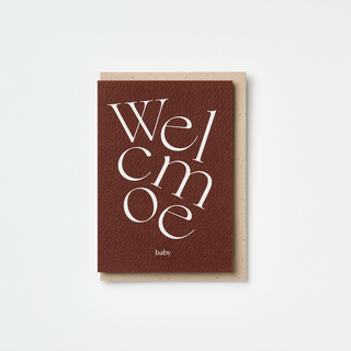 Russet Serif Type Welcome Baby new arrival card