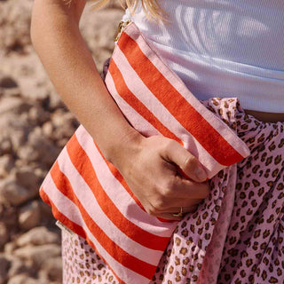LILI FLAT POUCH STRIPES TOMATO / CANDY PINK: TOMATO / CANDY PINK