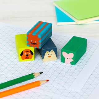Animal face erasers