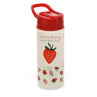 Little Strawberry Bottle - Stainless steel with push button lid 500ml