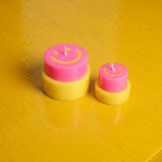 HAPPY CANDLE small neon pink / yellow