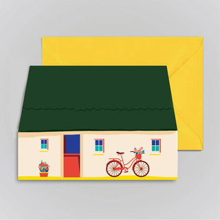 Green Cottage Mini Greeting Card