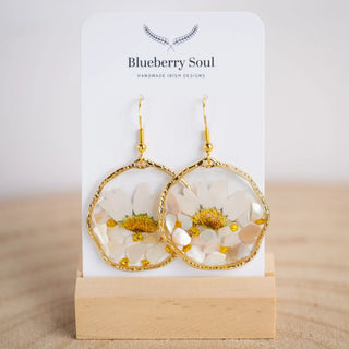 Daisy Love Large Daisy and Stone Earrings by Blueberry Soul