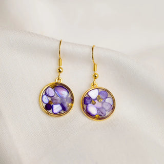 Gold Amethyst Bloom Small Earrings by Blueberry Soul