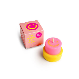 HAPPY CANDLE small neon pink / yellow