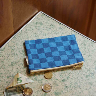 MARIE Purse Greek Blue & Navy Checkerboard Cotton Purse