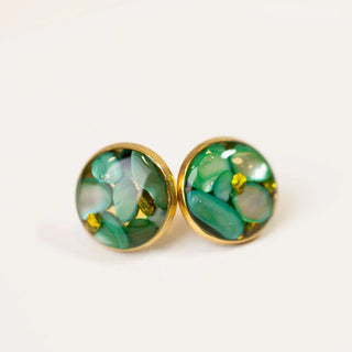 Tide and Fern Gold Large Flower Stud Earrings by Blueberry Soul