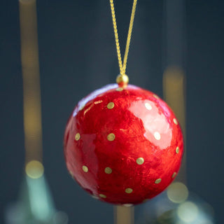 X-Mas Ball Cap Dots W.gold 6 cm: Magenta