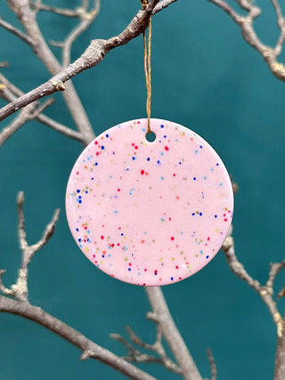 Ceramic Pendant Confetti Party Round: Pink