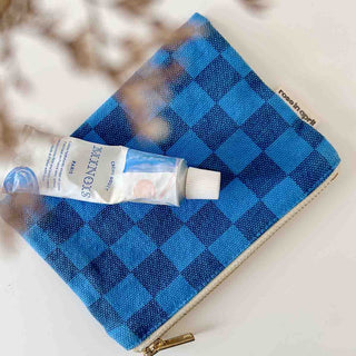 MARIE Purse Greek Blue & Navy Checkerboard Cotton Purse