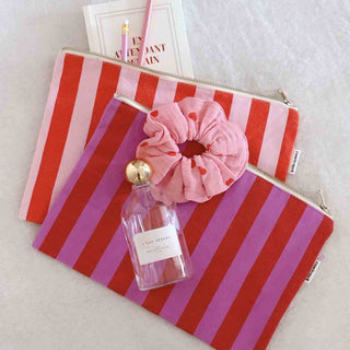 LILI FLAT POUCH STRIPES TOMATO / CANDY PINK: TOMATO / CANDY PINK