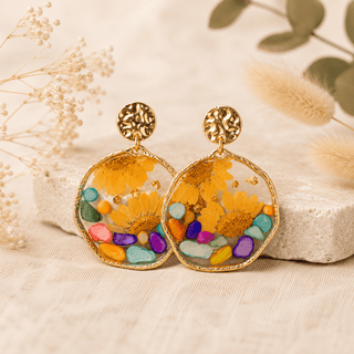 Whimsical Meadow Large Earrings: Gold