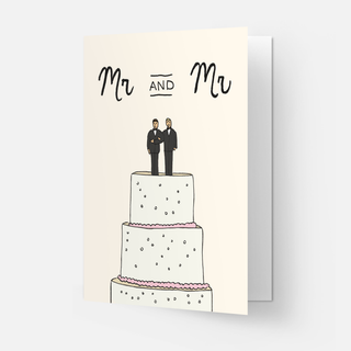 Wedding cake greeting card: Mr & Mrs / Double folded