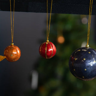 X-Mas Ball Cap Stripe W.gold 3 cm: Arabic Red
