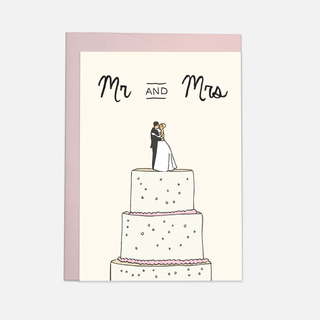 Wedding cake greeting card: Mr & Mrs / Double folded