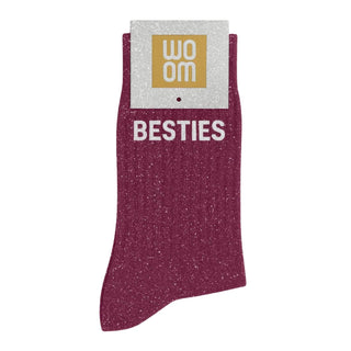 "Besties" Message Glitter Socks Purple