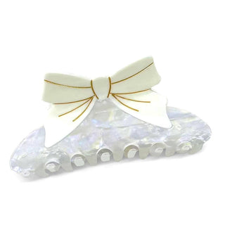 White Bow Hair Clip: Default Title