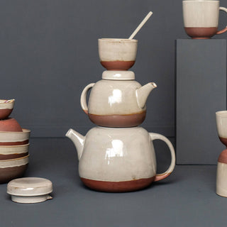 Teapot Cer Soft S/XL Red Clay with Grey Glaze 550/1400 ml: Red Clay with Grey / Extra Large