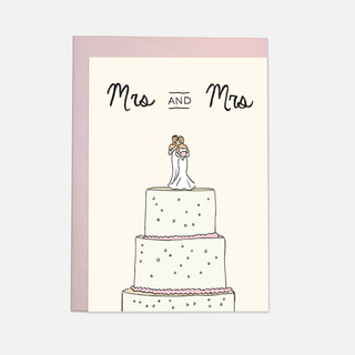 Wedding cake greeting card: Mr & Mrs / Double folded