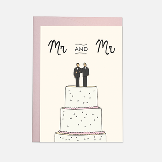 Wedding cake greeting card: Mr & Mrs / Double folded