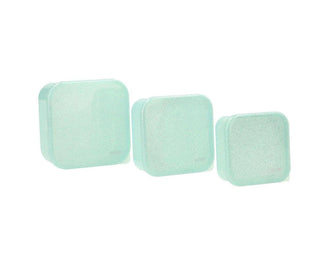 3 Aqua Glitter Turquoise Lunch Boxes