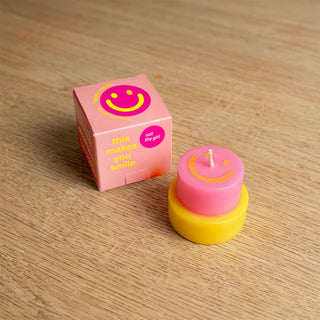 HAPPY CANDLE small neon pink / yellow