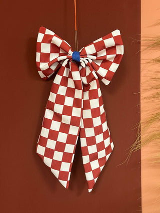 Cooopz Bow – Cream/Red Checkered | Rot pattern 25cm
