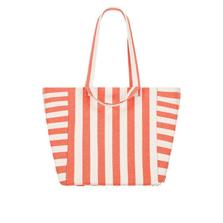 ELISA TOTE BAG STRIPES GREIGE / TOMATO