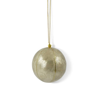 X-Mas Ball Cap Stripes W.Gold 6 cm: White
