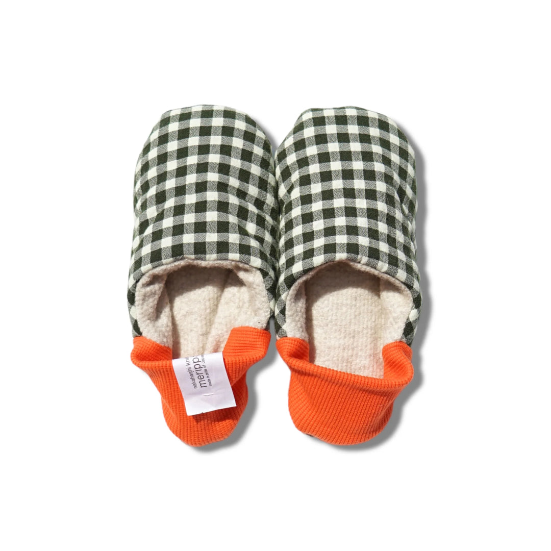 Woolly Gingham Slipper - Orange