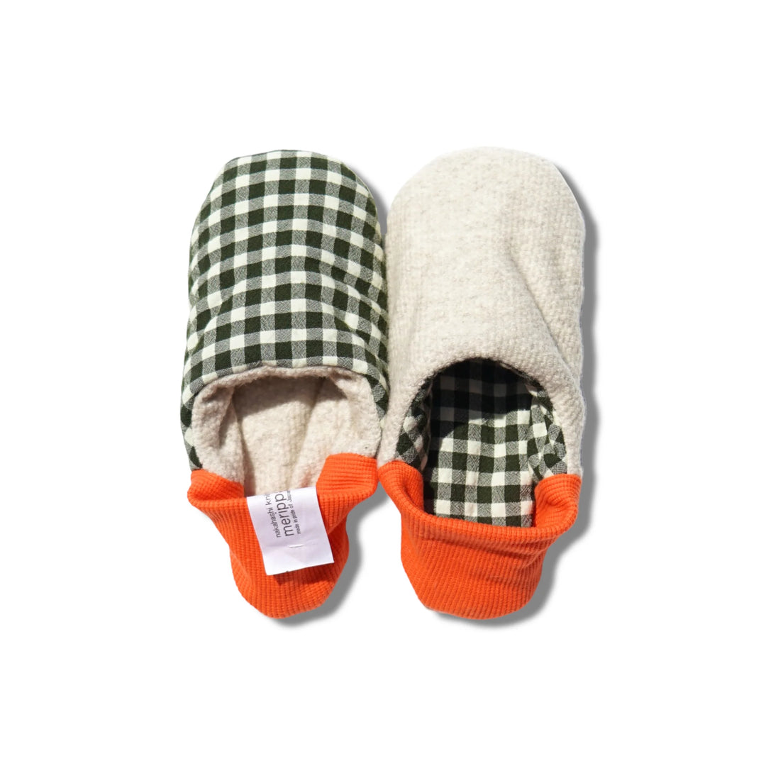 Woolly Gingham Slipper - Orange