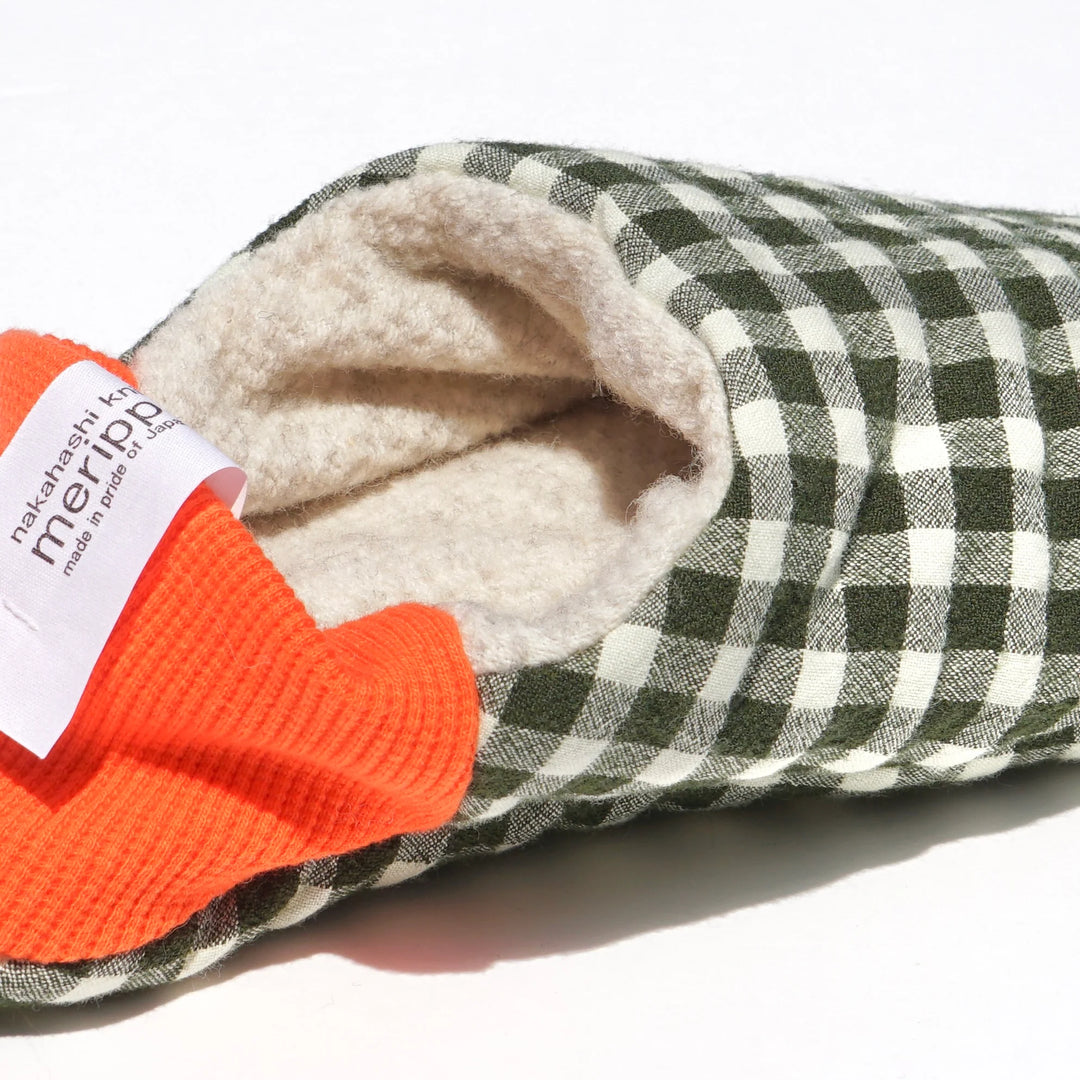 Woolly Gingham Slipper - Orange