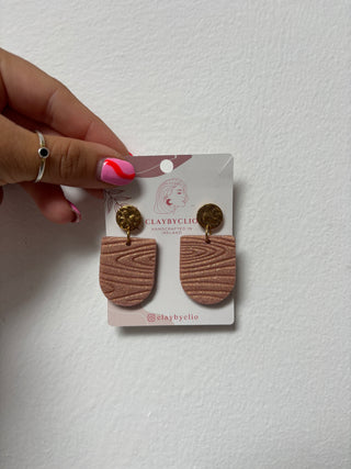 ClayByClio Rose Gold Glitter Textured Drop Earrings