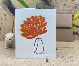 The Pear in Paper -Dahlia - Linoprint / Letterpress