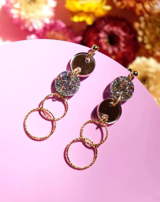 A Little Idea - Cate Blanchett collection Earrings - Rose Gold & Rainbow Glitter - Shells Cafe | Shells Little Shop