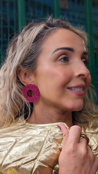 A Little Idea Diana Ross collection - Dark Pink Glitter Earrings - Shells Cafe | Shells Little Shop