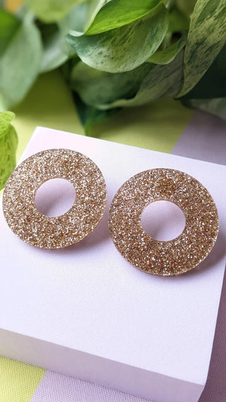 A Little Idea Diana Ross collection - Gold Glitter Earrings - Shells Cafe | Shells Little Shop