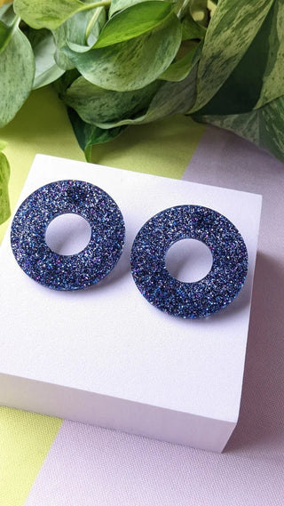 A Little Idea Diana Ross collection - Purple Glitter Earrings - Shells Cafe | Shells Little Shop