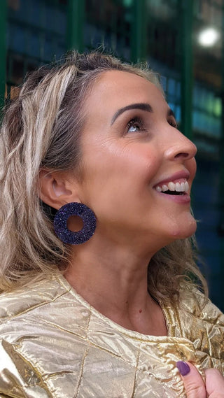 A Little Idea Diana Ross collection - Purple Glitter Earrings - Shells Cafe | Shells Little Shop