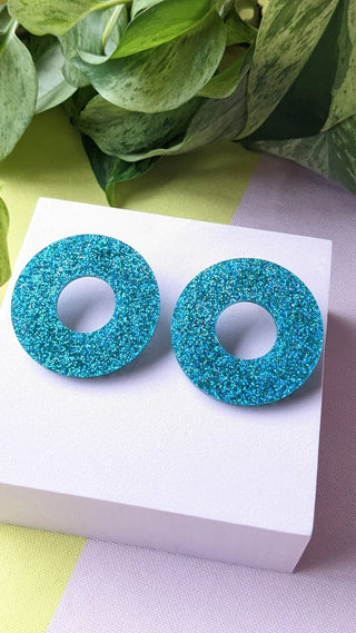 A Little Idea Diana Ross collection - Teal Glitter Earrings - Shells Cafe | Shells Little Shop