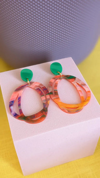 A Little idea earrings - CMAT Marble Orange & Green - Shells Cafe | Shells Little Shop