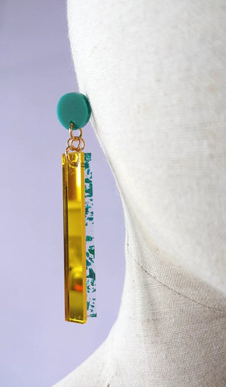 A little Idea Earrings - Isabella Rossellini - Teal/ Gold - Shells Cafe | Shells Little Shop